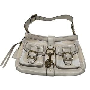 Coach Legacy Signature Ivory and Beige Shoulder Purse Handbag Rare VTG #7469